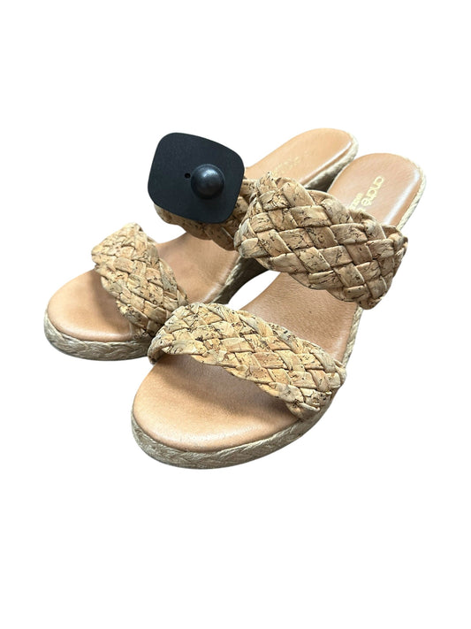 Sandals Heels Wedge By Clothes Mentor In Tan, Size:6