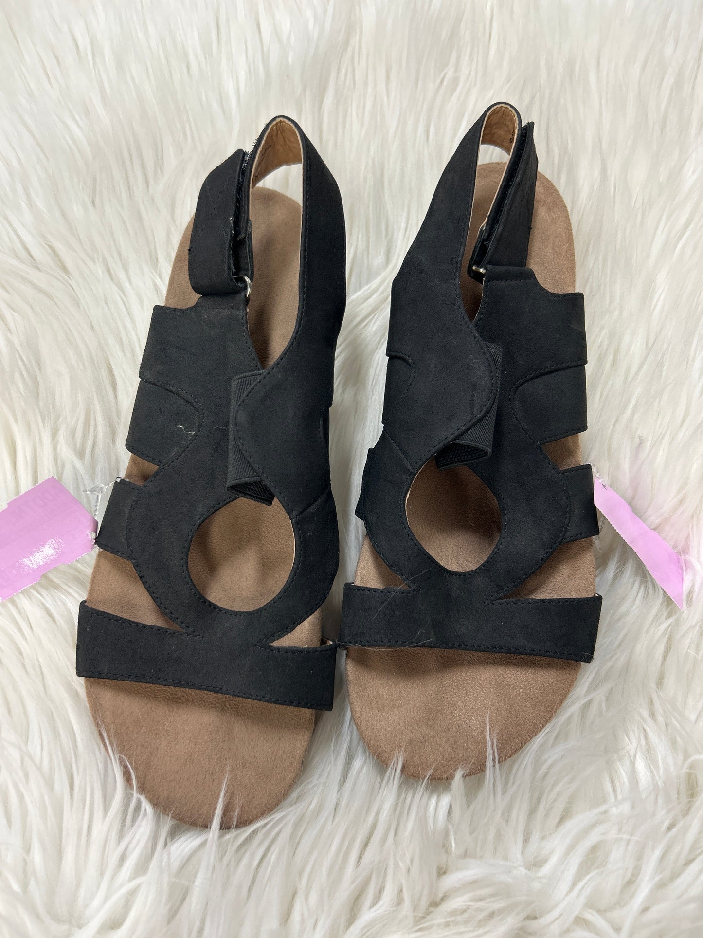 Sandals Flats By Adrienne Vittadini In Black, Size:9.5