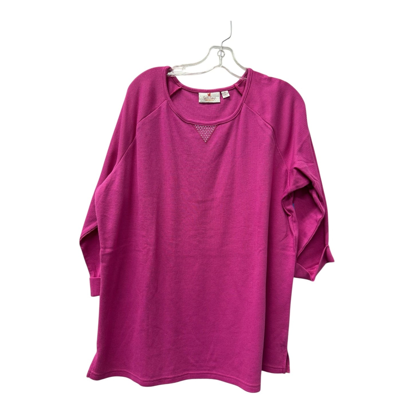 Top 3/4 Sleeve By Quaker Factory In Pink, Size:1X
