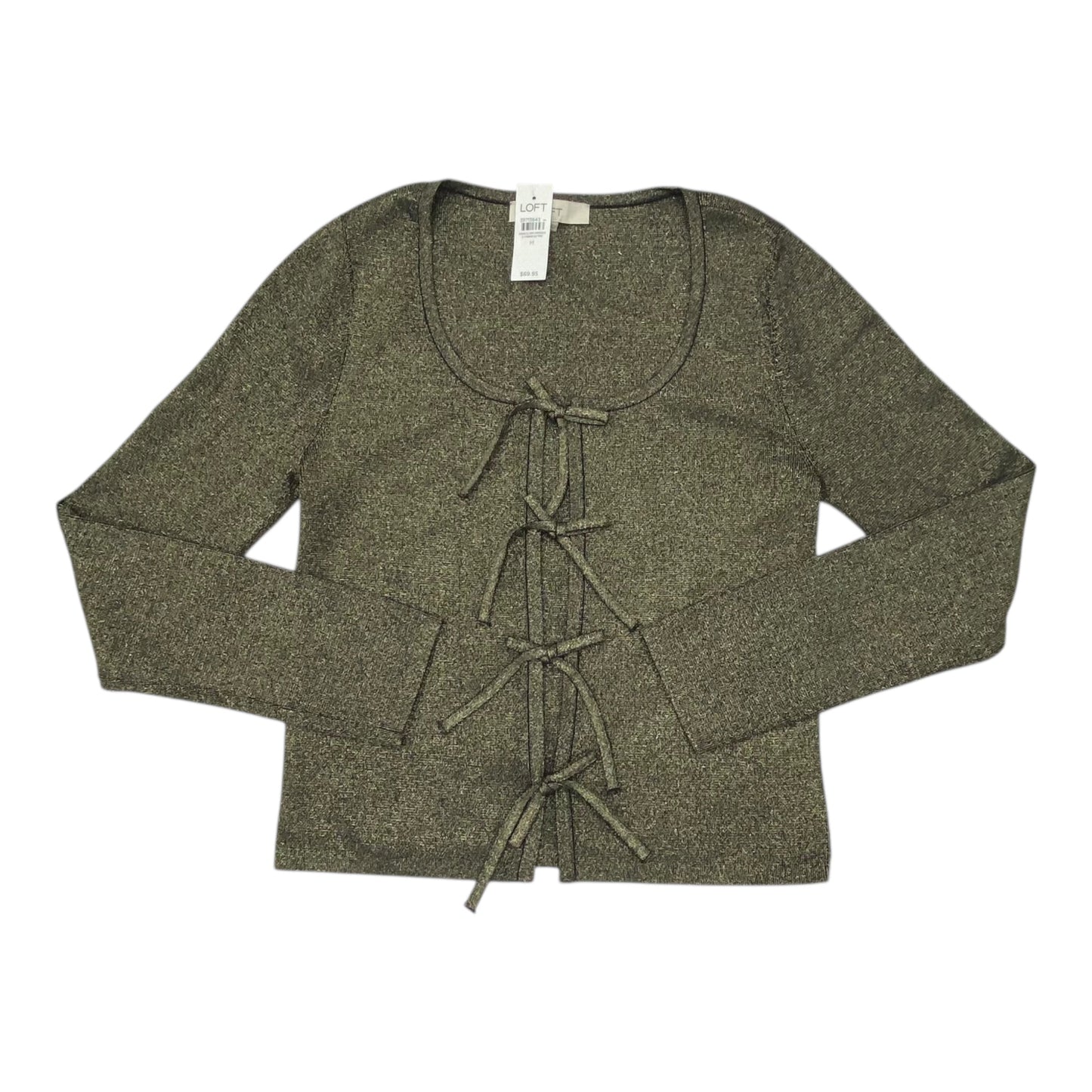 Sweater Cardigan By Loft In Black & Gold, Size:M