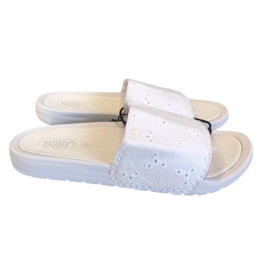 Sandals Flats By Hey Dude In White, Size:8