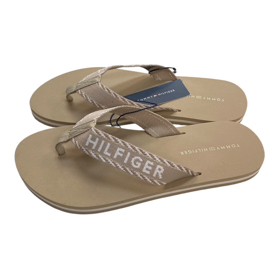 Sandals Flip Flops By Tommy Hilfiger In Tan, Size:8.5