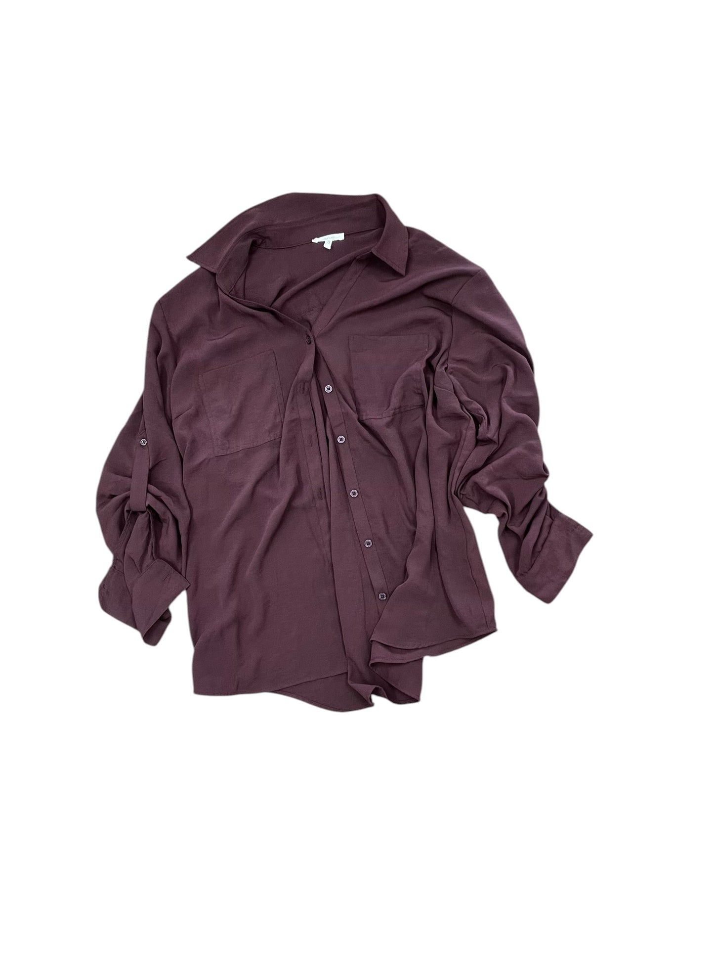 Blouse Ls By Maurices In Brown, Size:1X