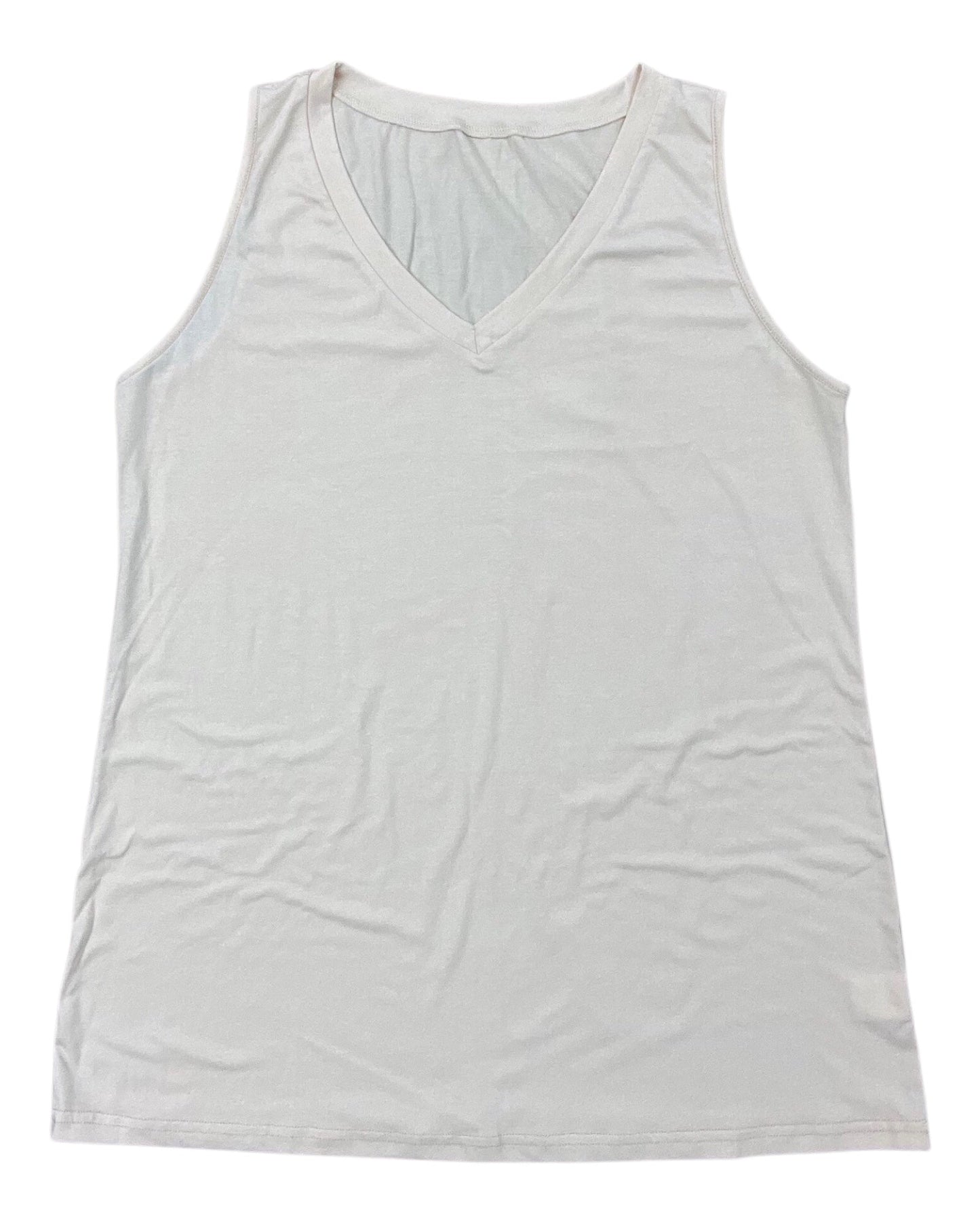 Top Sleeveless Basic By Clothes Mentor In Cream, Size:Xl