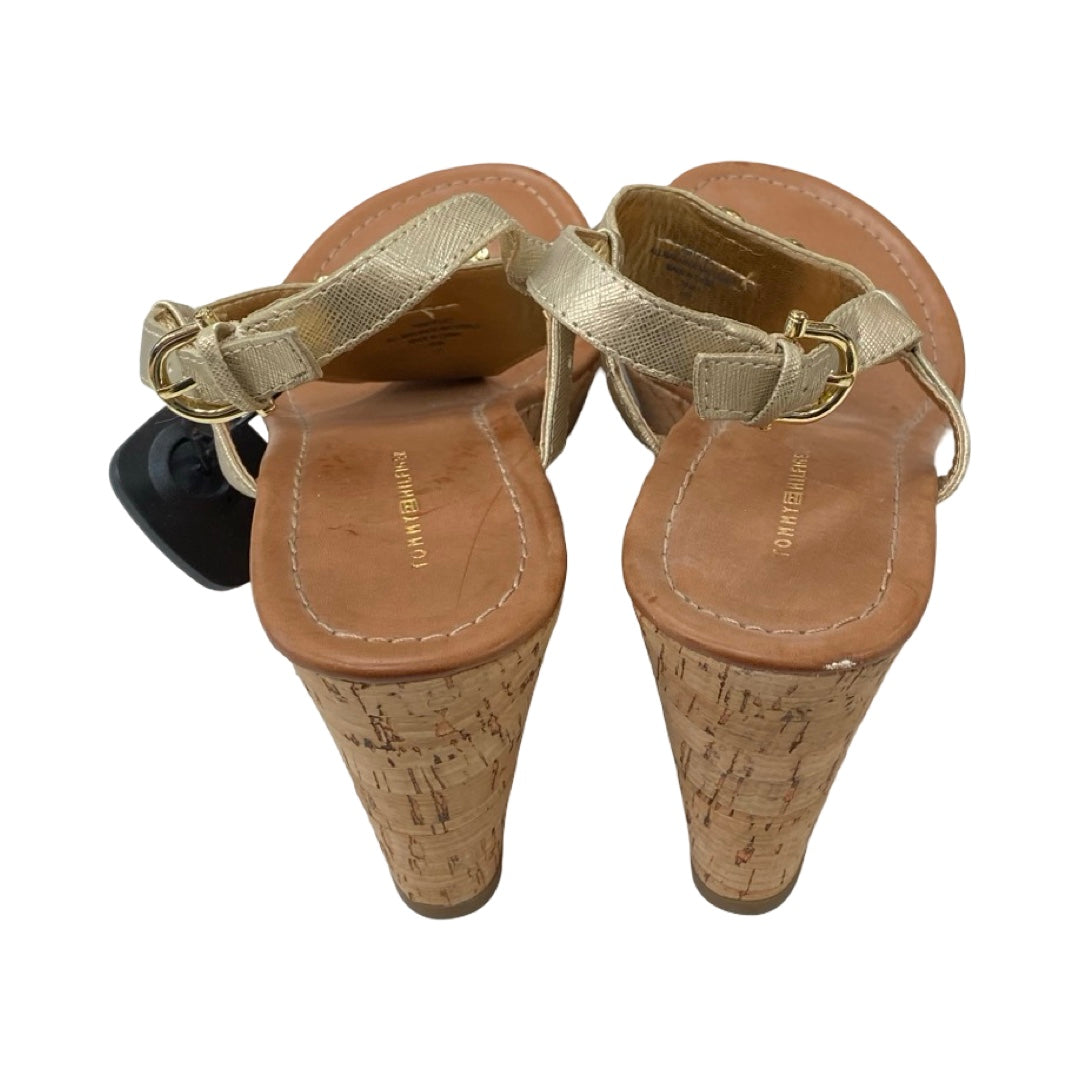 Sandals Heels Wedge By Tommy Hilfiger In Gold, Size:10