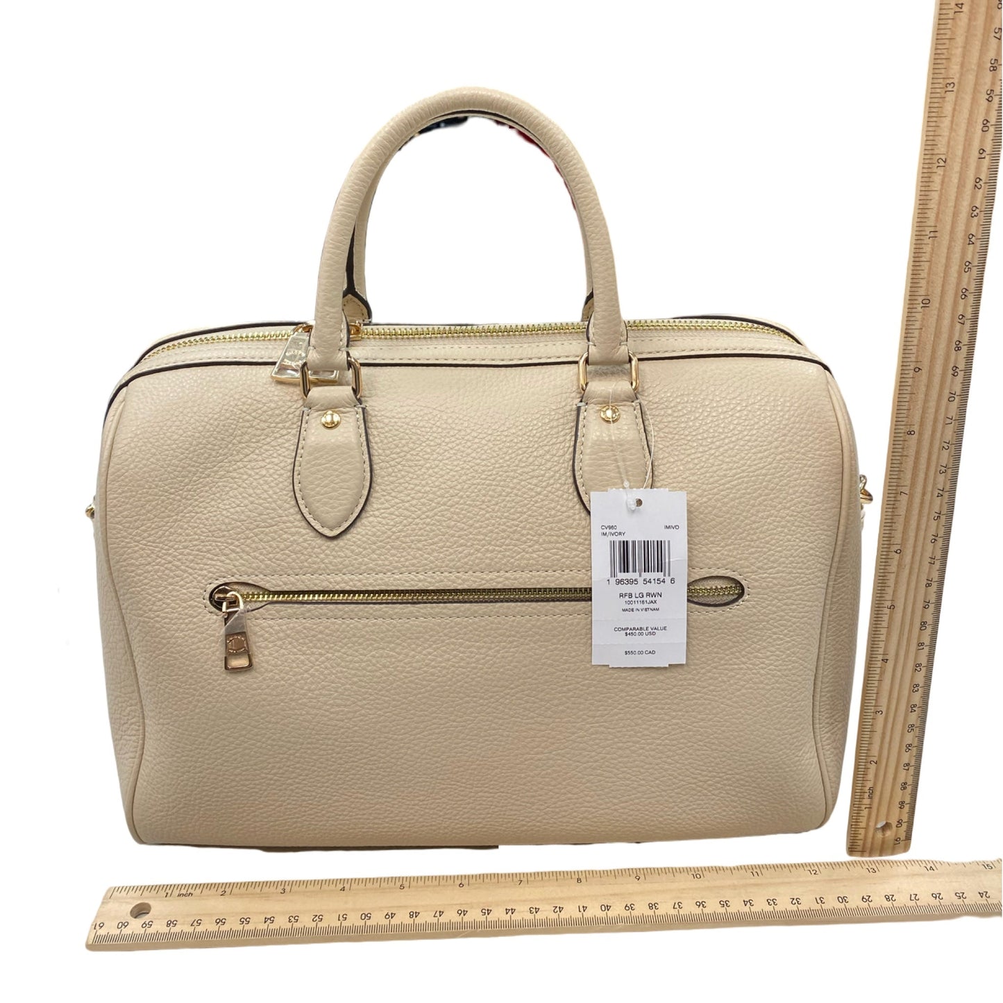 Handbag Designer By Coach In Cream, Size:Medium