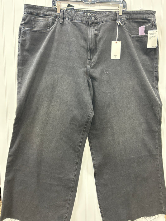 Jeans Wide Leg By Good American In Black Denim, Size:22