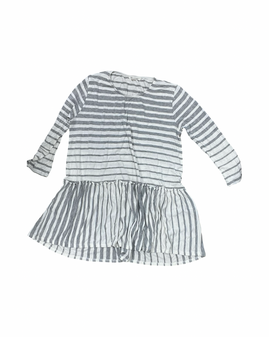 Tunic 3/4 Sleeve By Tea N Rose In Grey & White, Size:M
