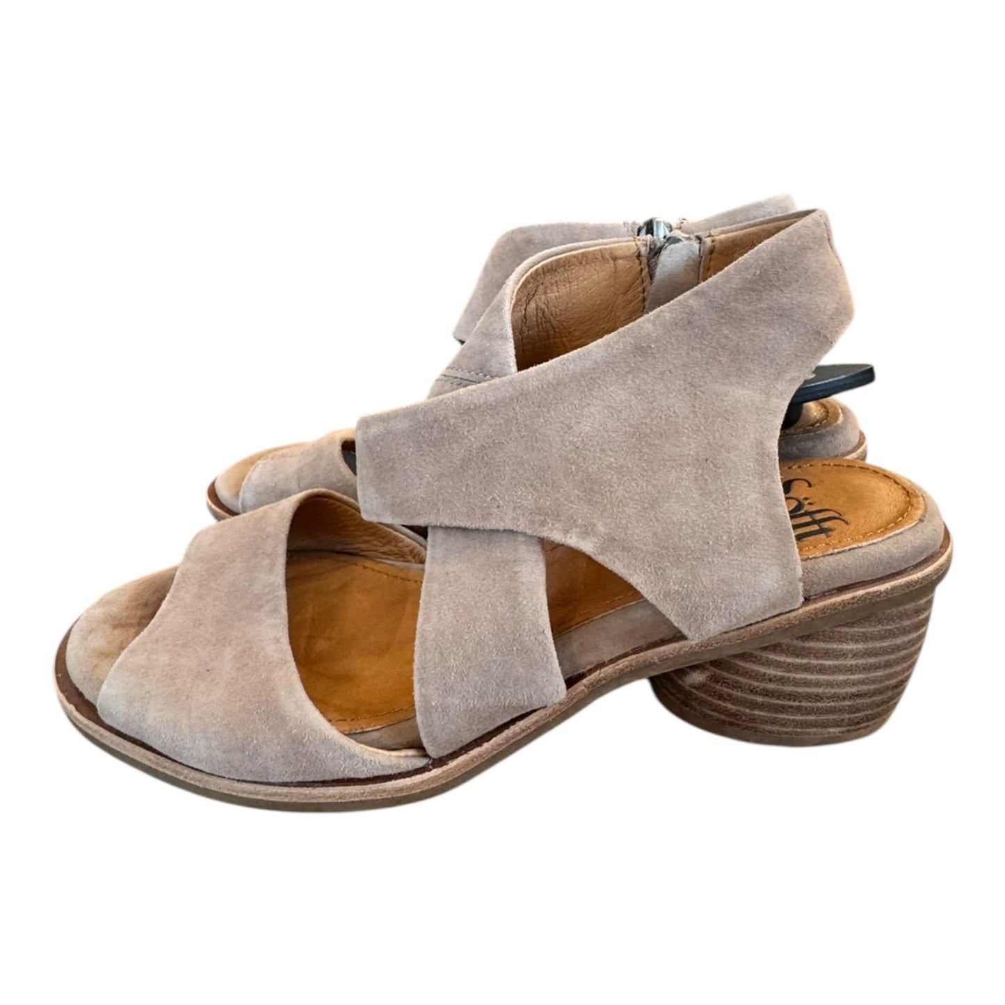 Sandals Heels Wedge By Sofft In Tan, Size:8.5