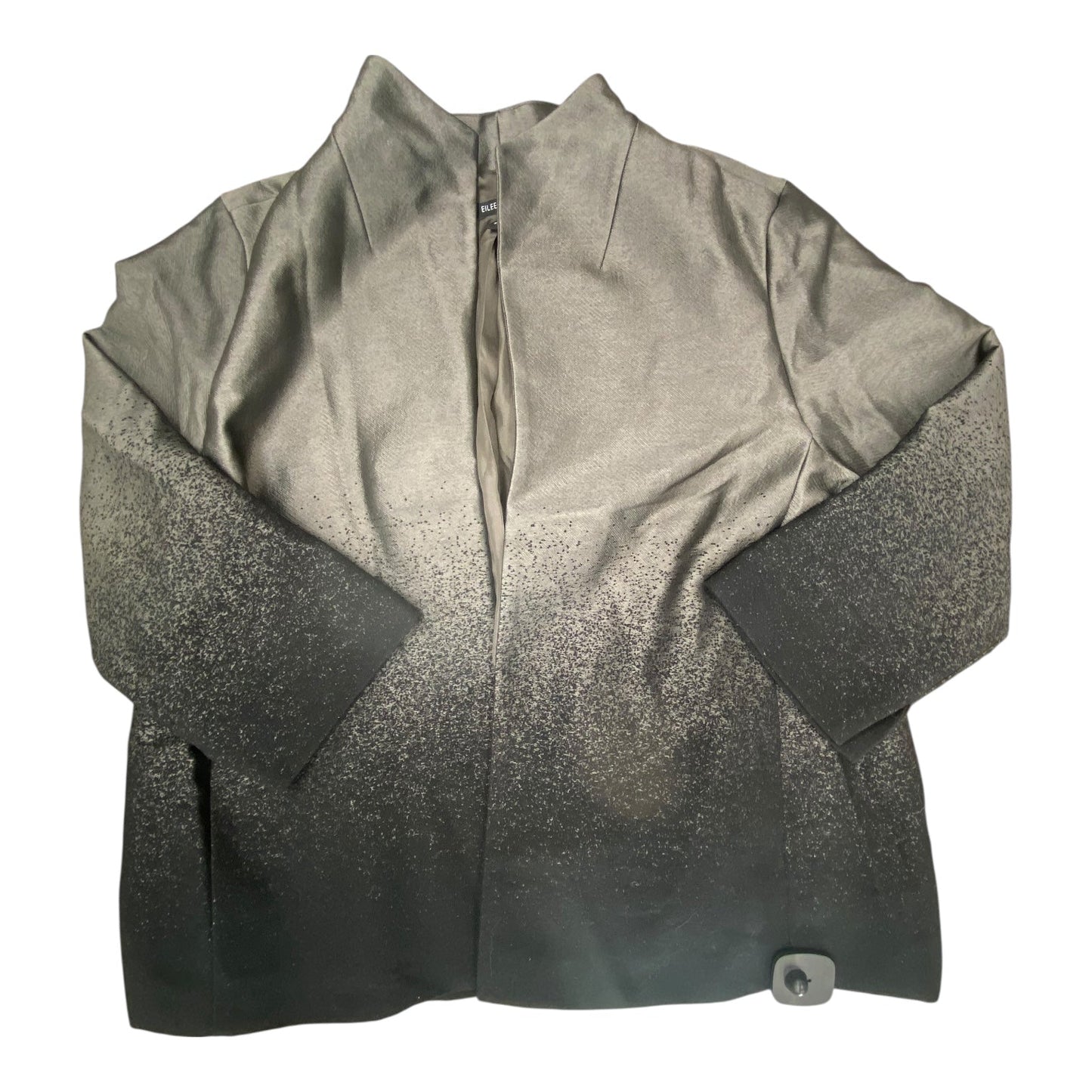 Blazer Designer By Eileen Fisher In Black & Grey, Size:Xl