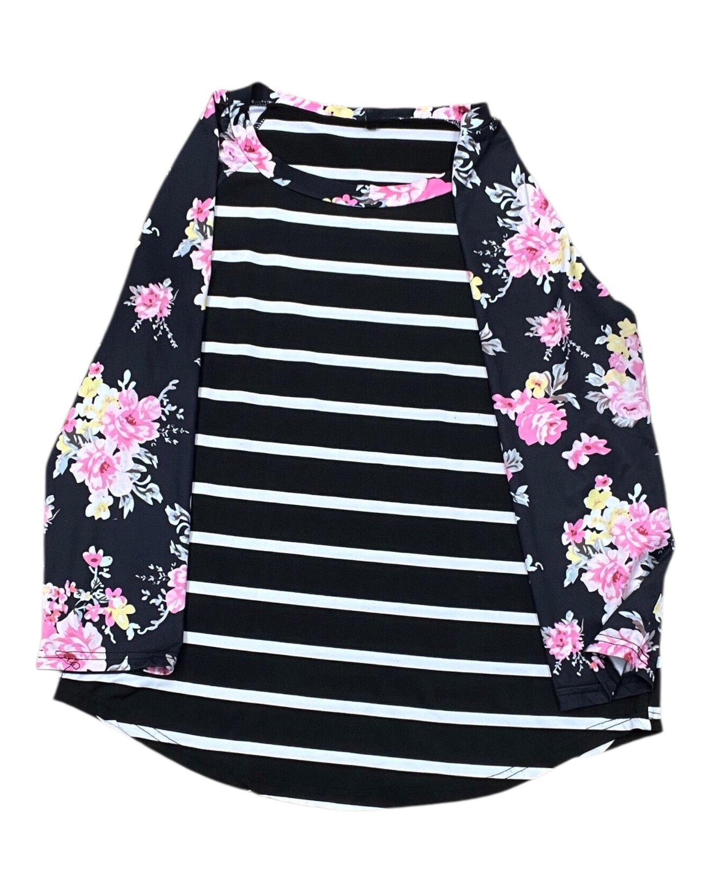 Top Ls By Clothes Mentor In Black & White, Size:M