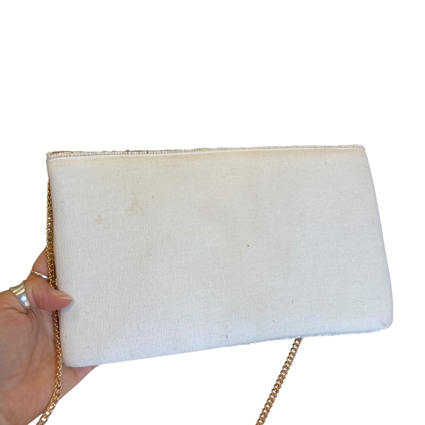 Clutch In Pink & White, Size:Medium