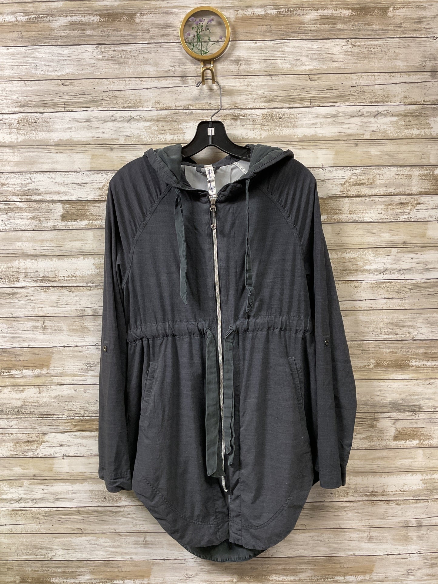 Athletic Jacket By Lululemon In Grey, Size:6