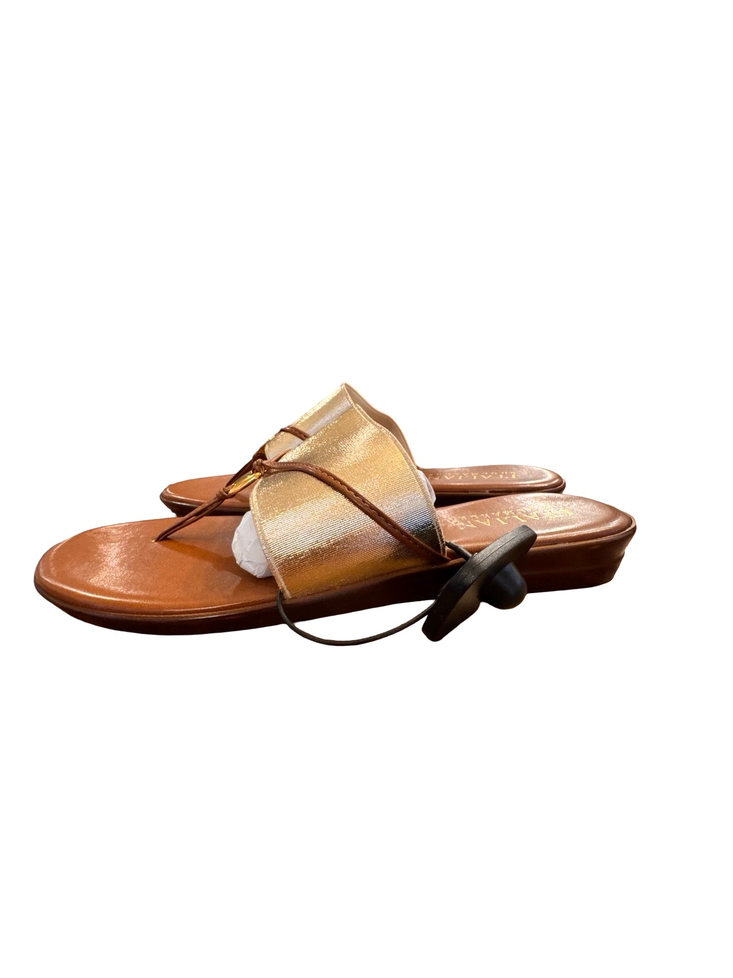 Sandals Flats By Italian Shoemakers In Gold, Size:10