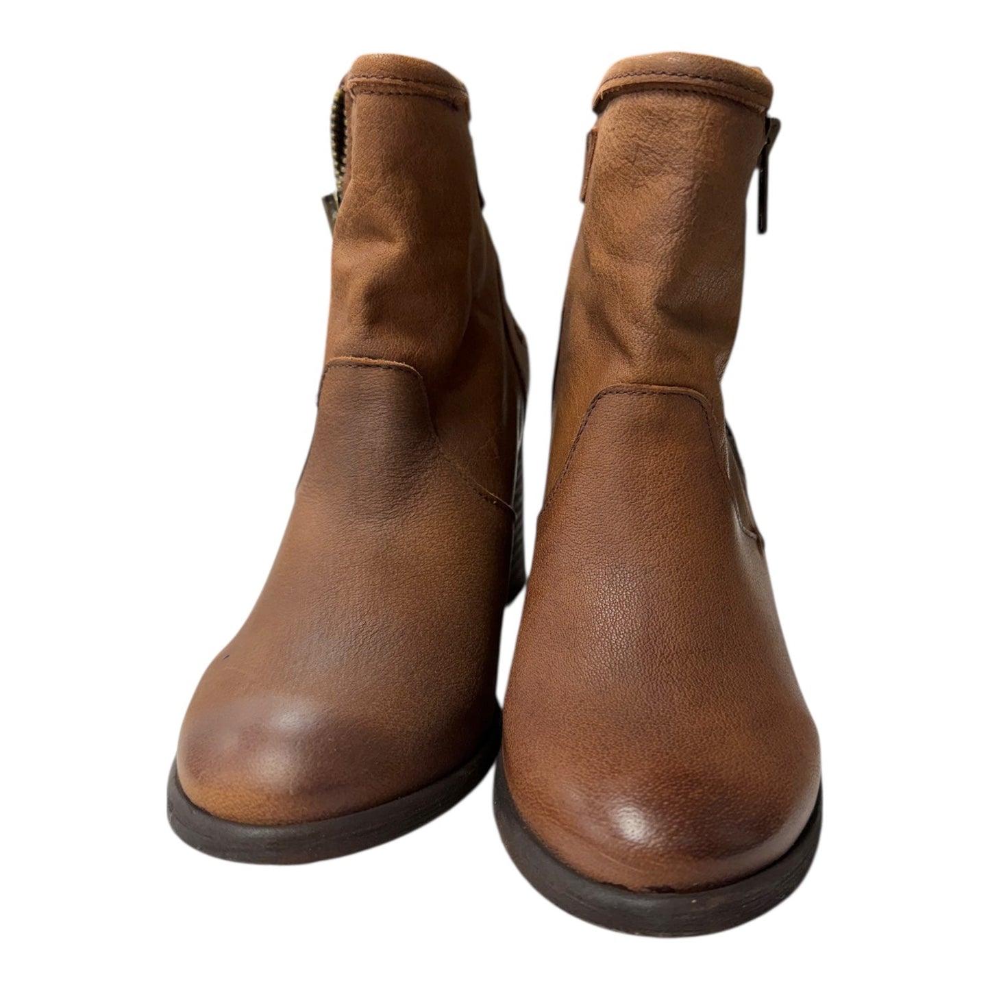 Boots Ankle Heels By Cme In Tan, Size:8.5