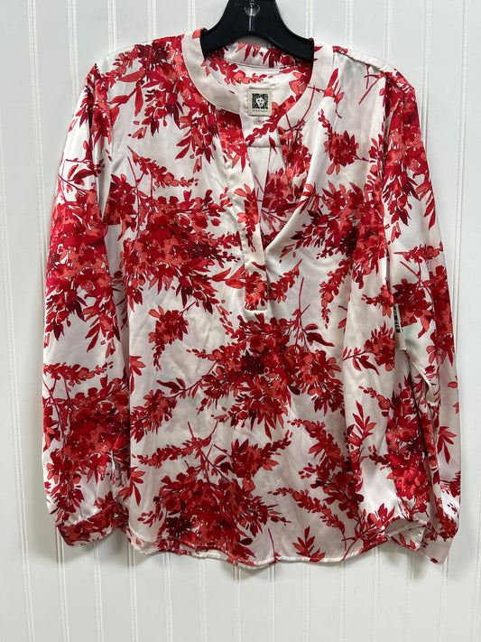 Top Ls By Anne Klein In Red & White, Size:L