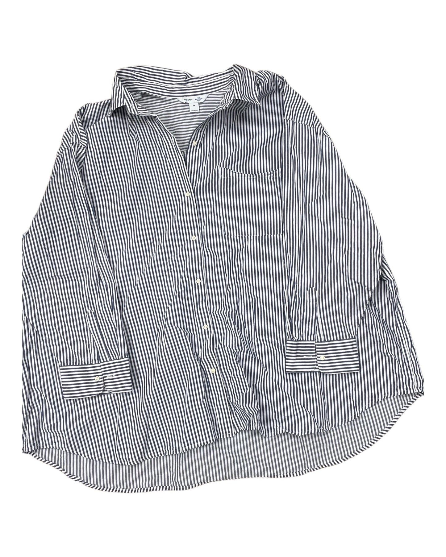 Blouse Ls By Old Navy In Blue & White, Size:3X