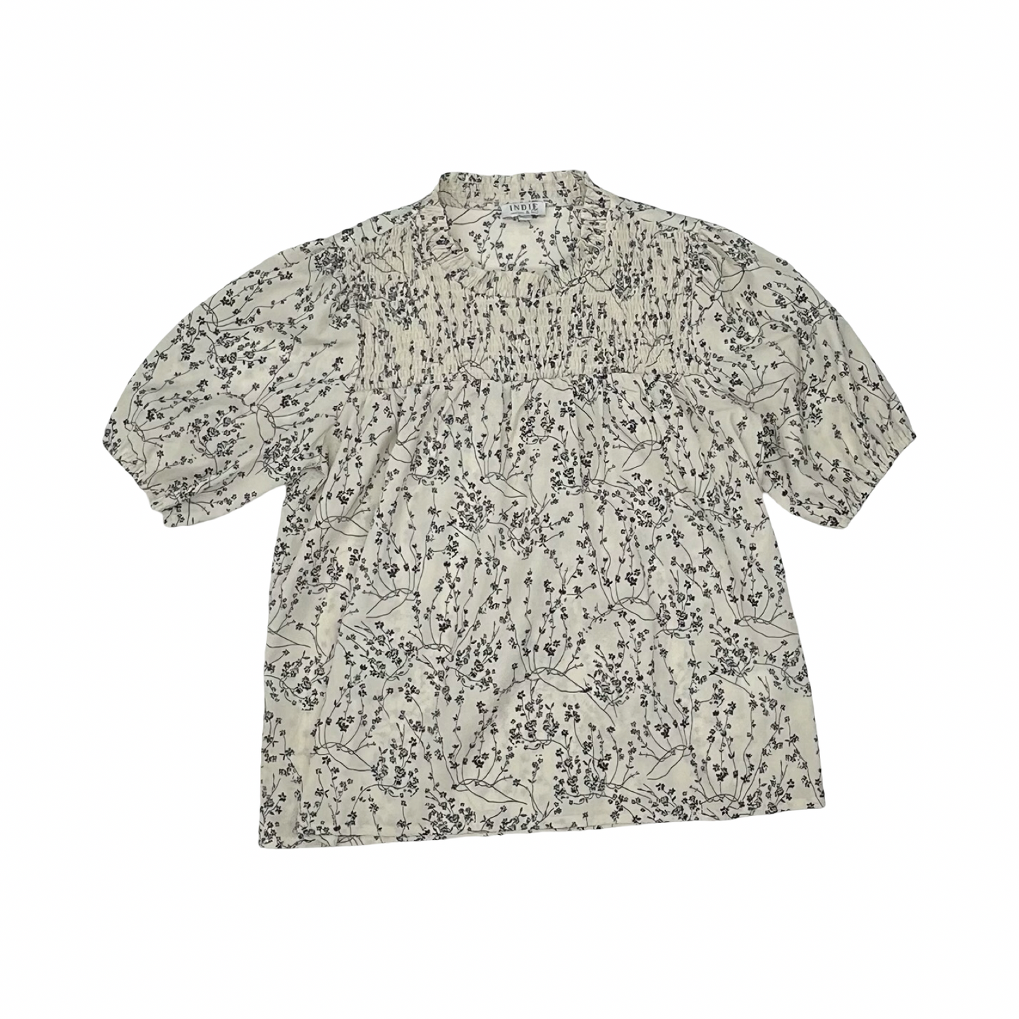 Blouse Ss By Cmf In Black & Cream, Size:L