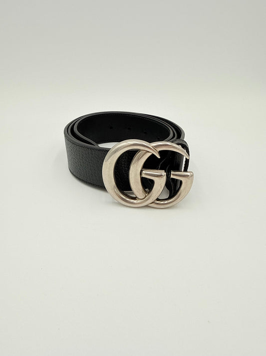 Belt Luxury Designer By Gucci In Black & Silver