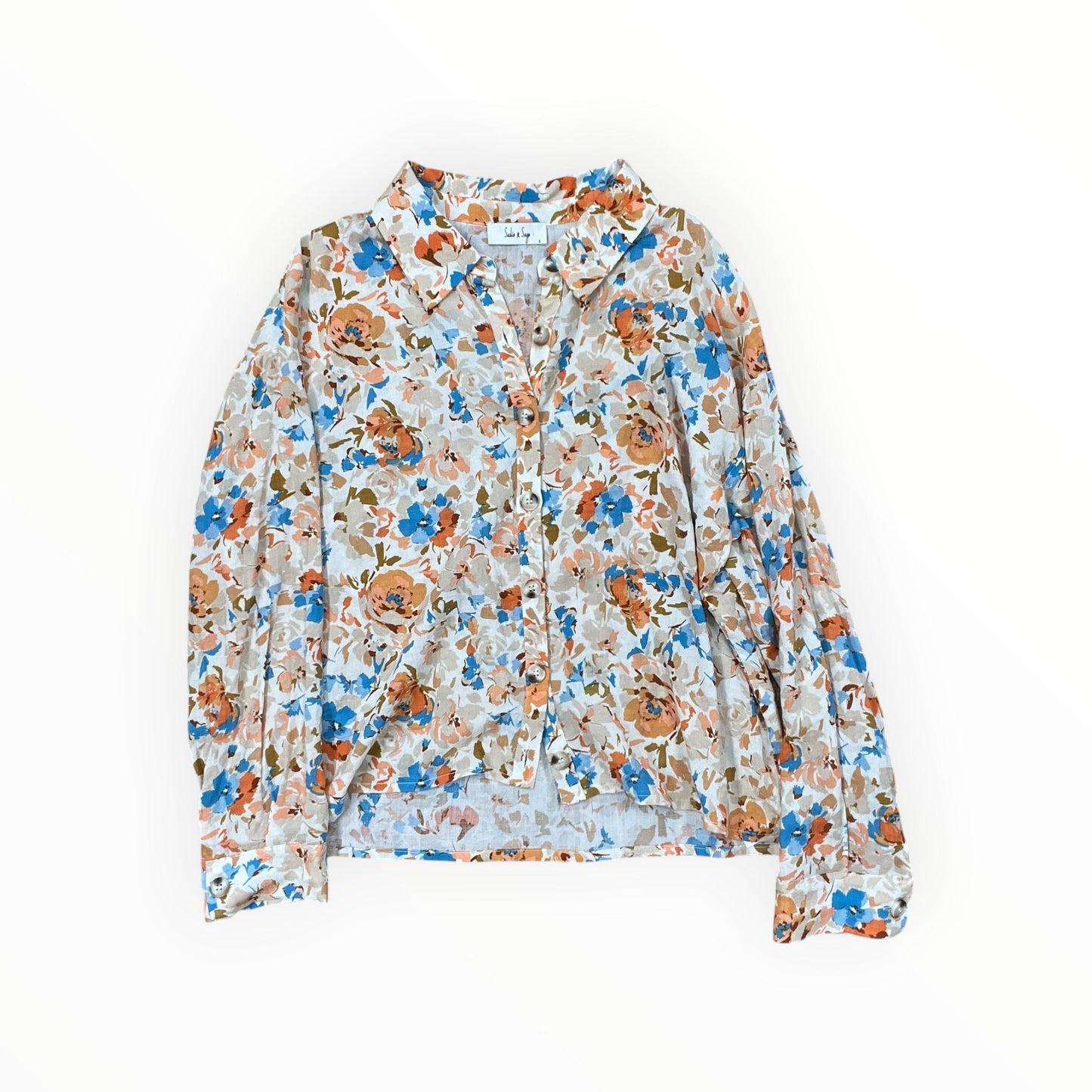Blouse Ls By Sadie & Sage In Orange & Tan, Size:S