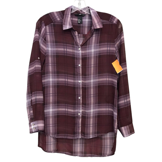 Blouse Ls By H&M In Plaid Pattern, Size:Xs