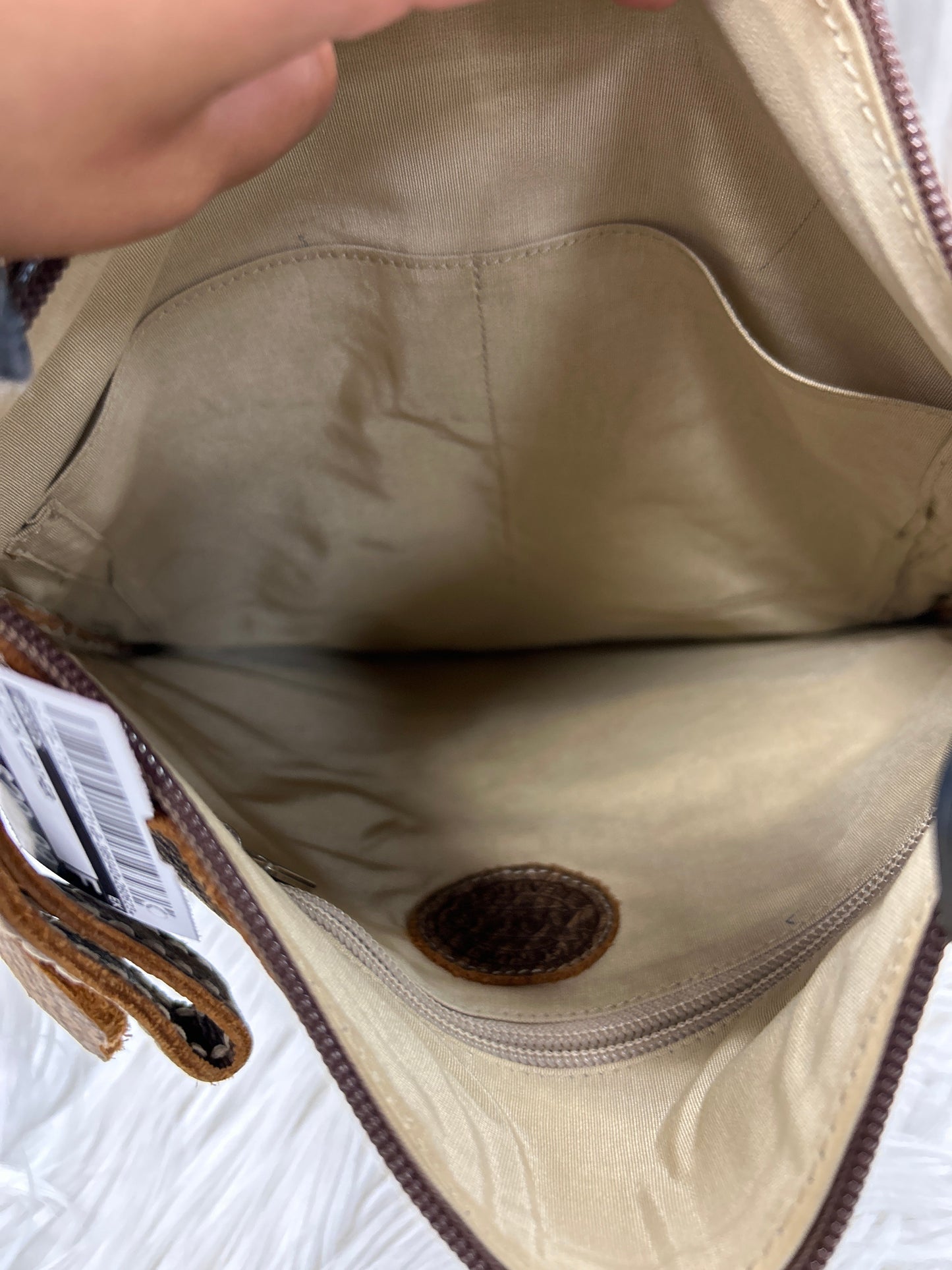 Clutch Leather By Roots In Brown, Size:Large