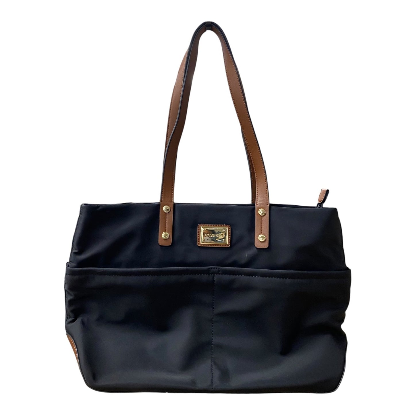 HANDBAG by CALVIN KLEIN in BLACK & BROWN, Size:MEDIUM