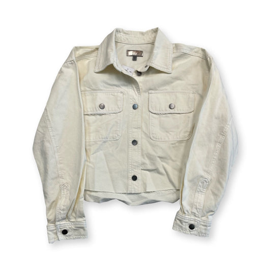 Jacket Denim By Kut In Cream Denim, Size:M
