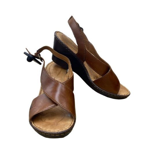 Sandals Heels Wedge By Born In Brown, Size:8