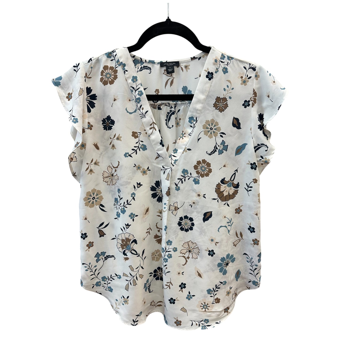 Blouse Ss By Ann Taylor In Floral Print, Size:S