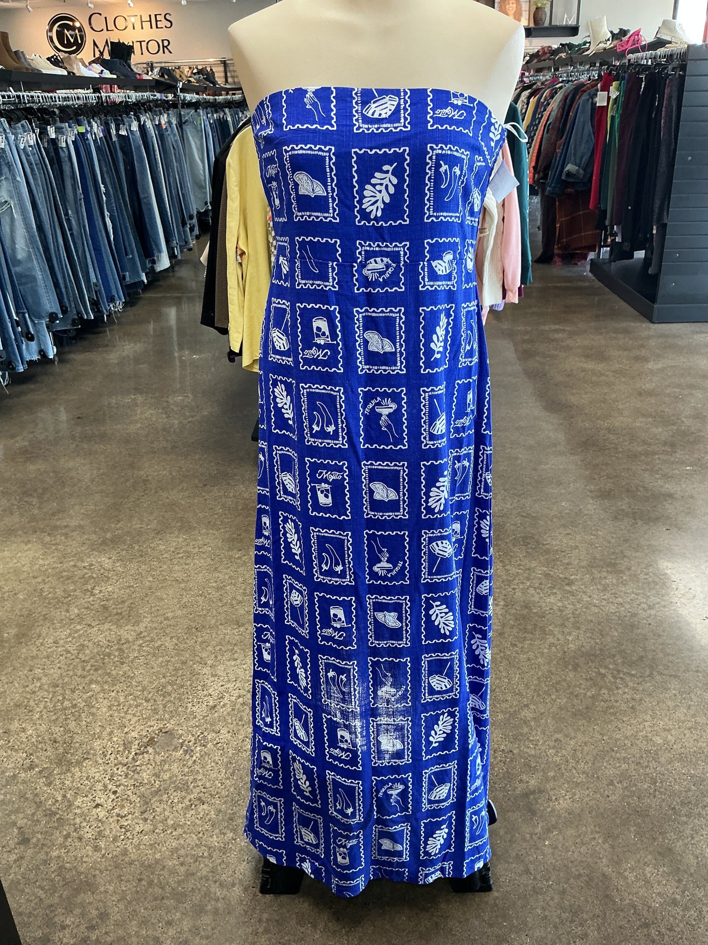 Dress Casual Maxi By Clothes Mentor In Blue & White, Size:L