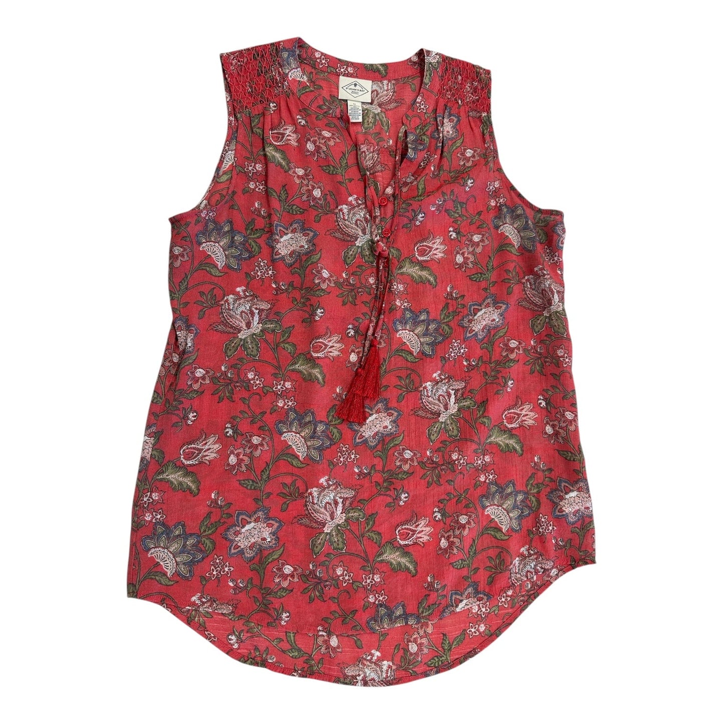 Top Sleeveless By St Johns Bay In Green & Red, Size:M