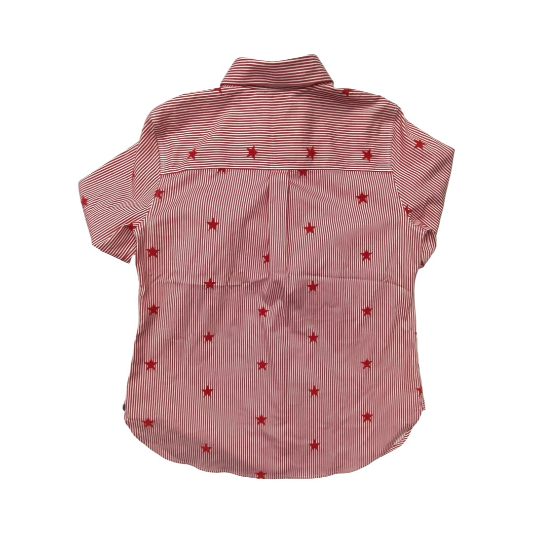 Top 3/4 Sleeve By Chicos In Red & White, Size:4