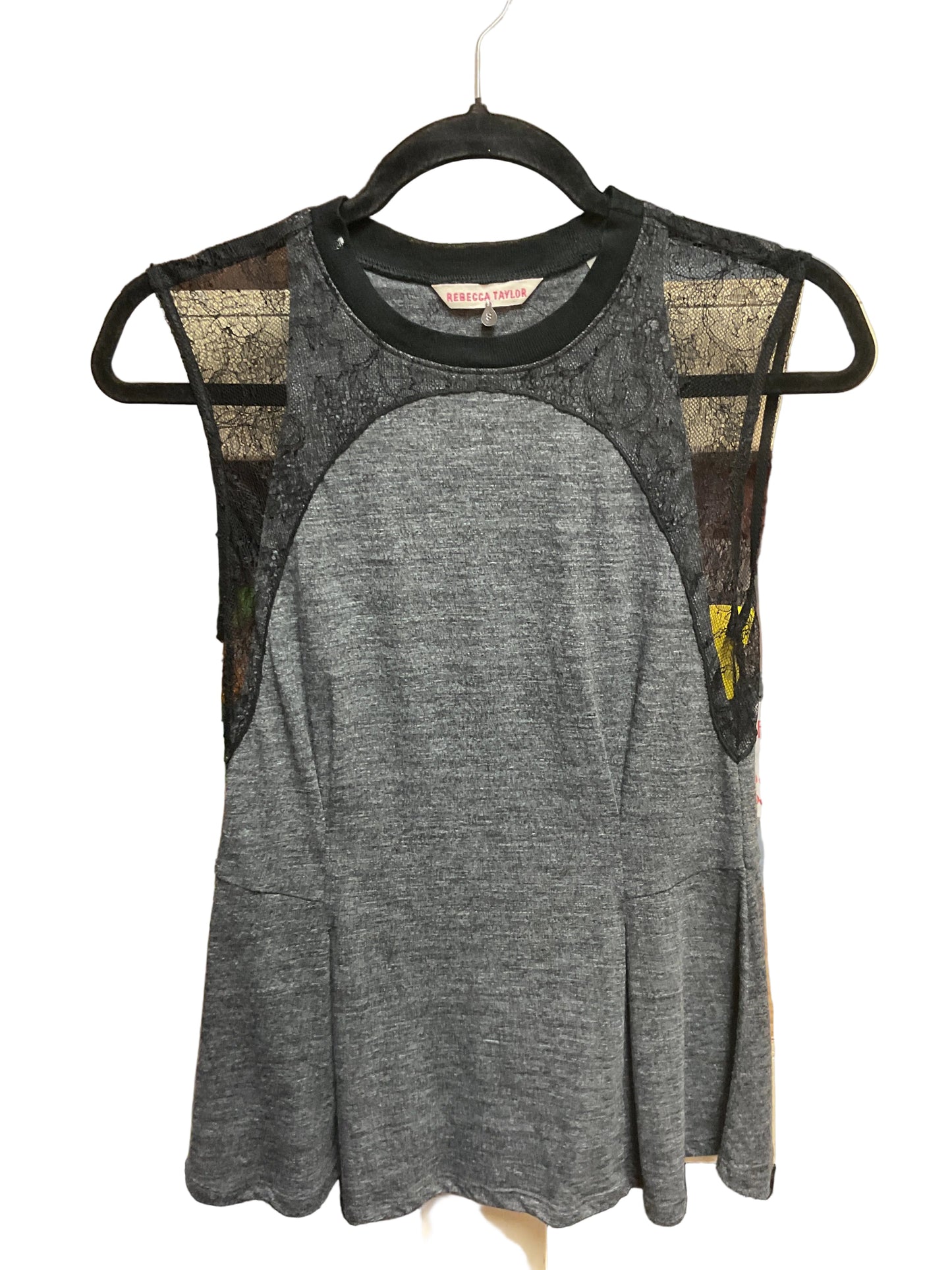 Top Sleeveless By Rebecca Taylor In Black & Grey, Size:S