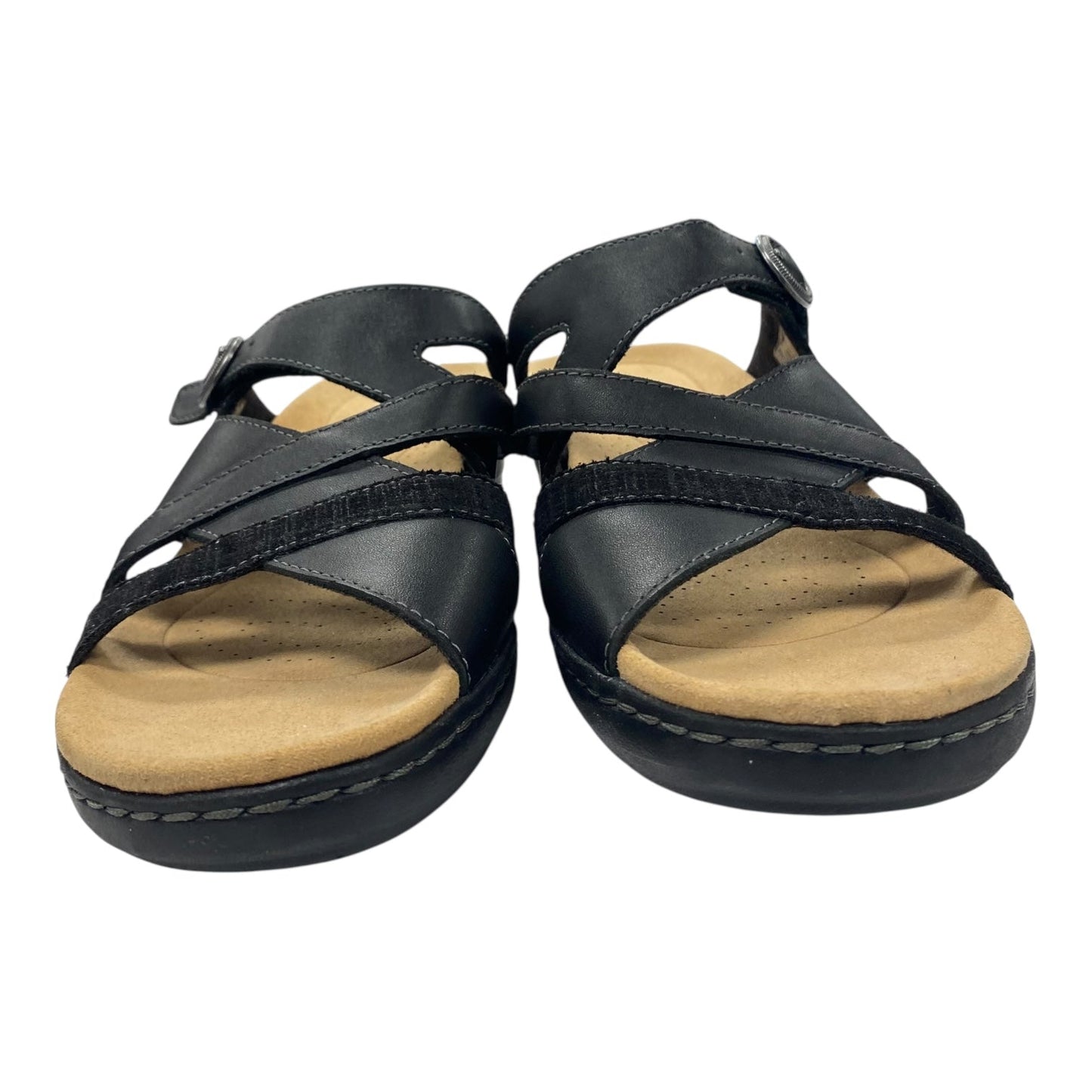 Sandals Heels Wedge By Clarks In Black, Size:9