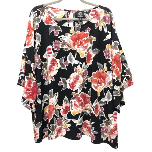 Blouse Ss By Bobeau In Black & Red, Size:2X
