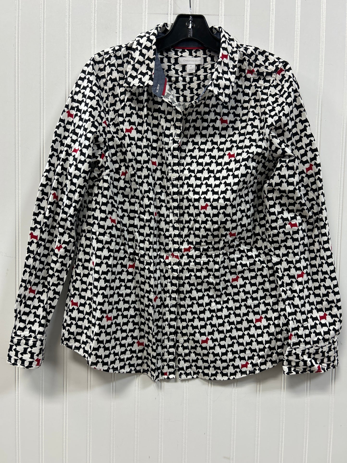 Top Ls By Charter Club In Black & White, Size:M
