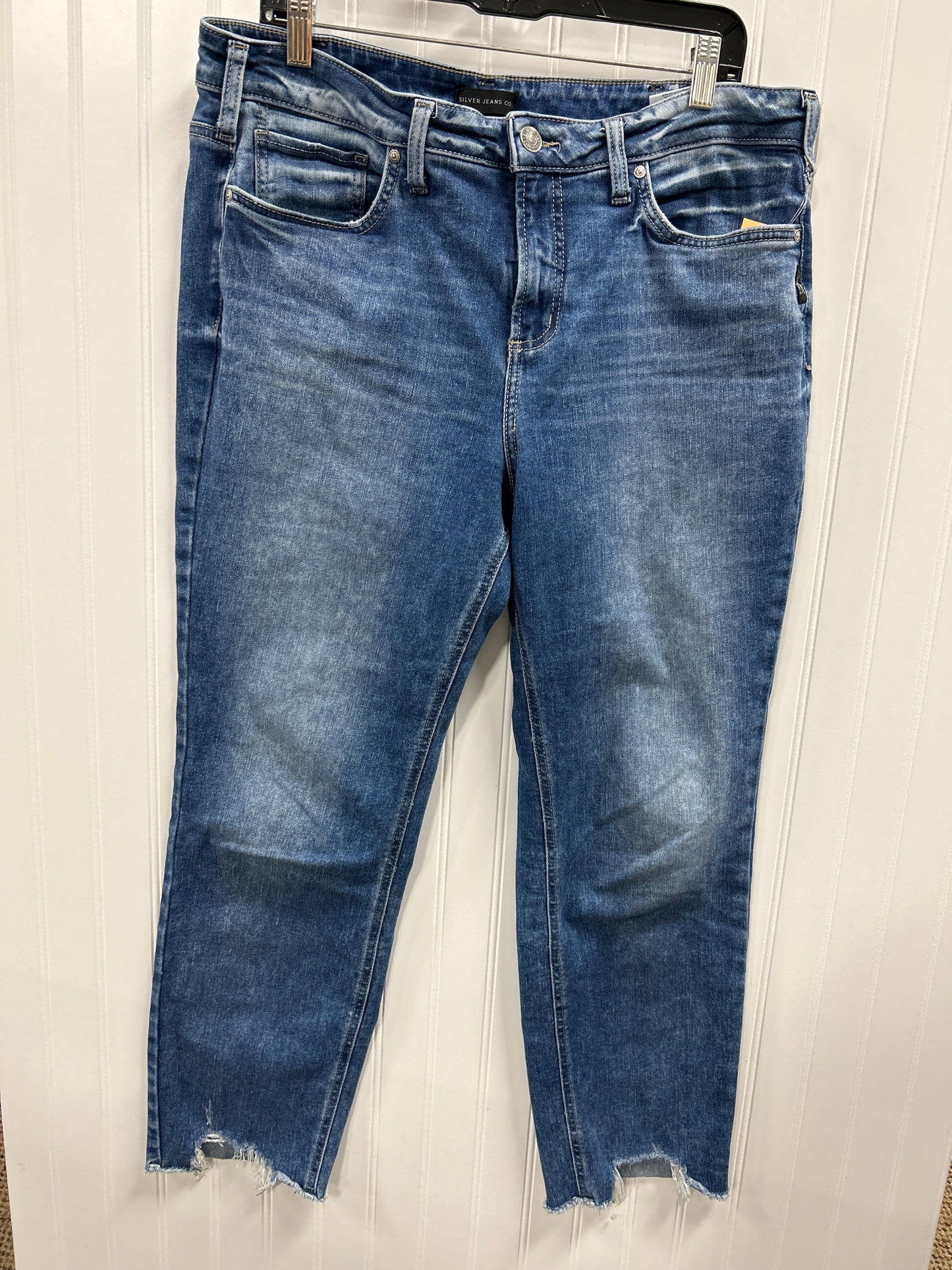 Jeans Straight By Silver In Blue Denim, Size:16