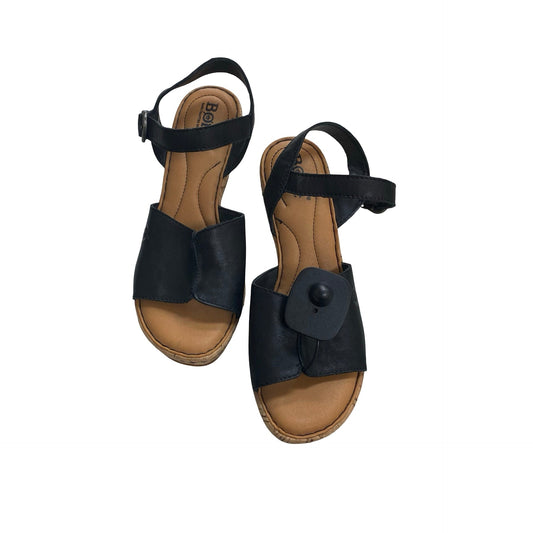Sandals Heels Block By Born In Black & Brown, Size:6.5