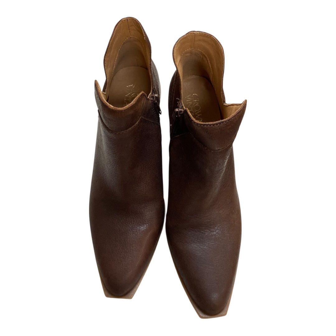 Boots Ankle Heels By Crown Vintage In Brown, Size:10