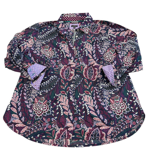 Top Ls By Talbots In Purple & White, Size:1X