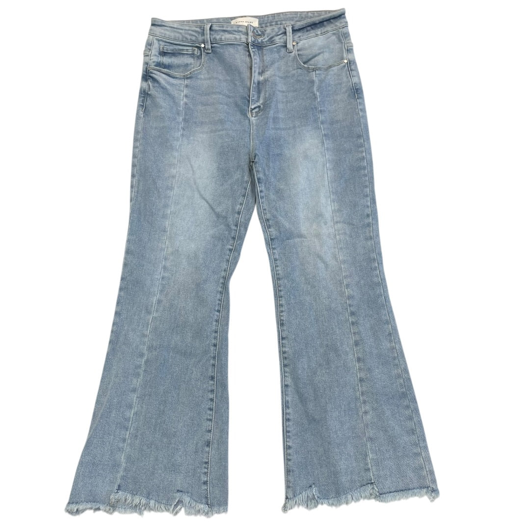 Jeans Flared By Risen In Blue Denim, Size:18