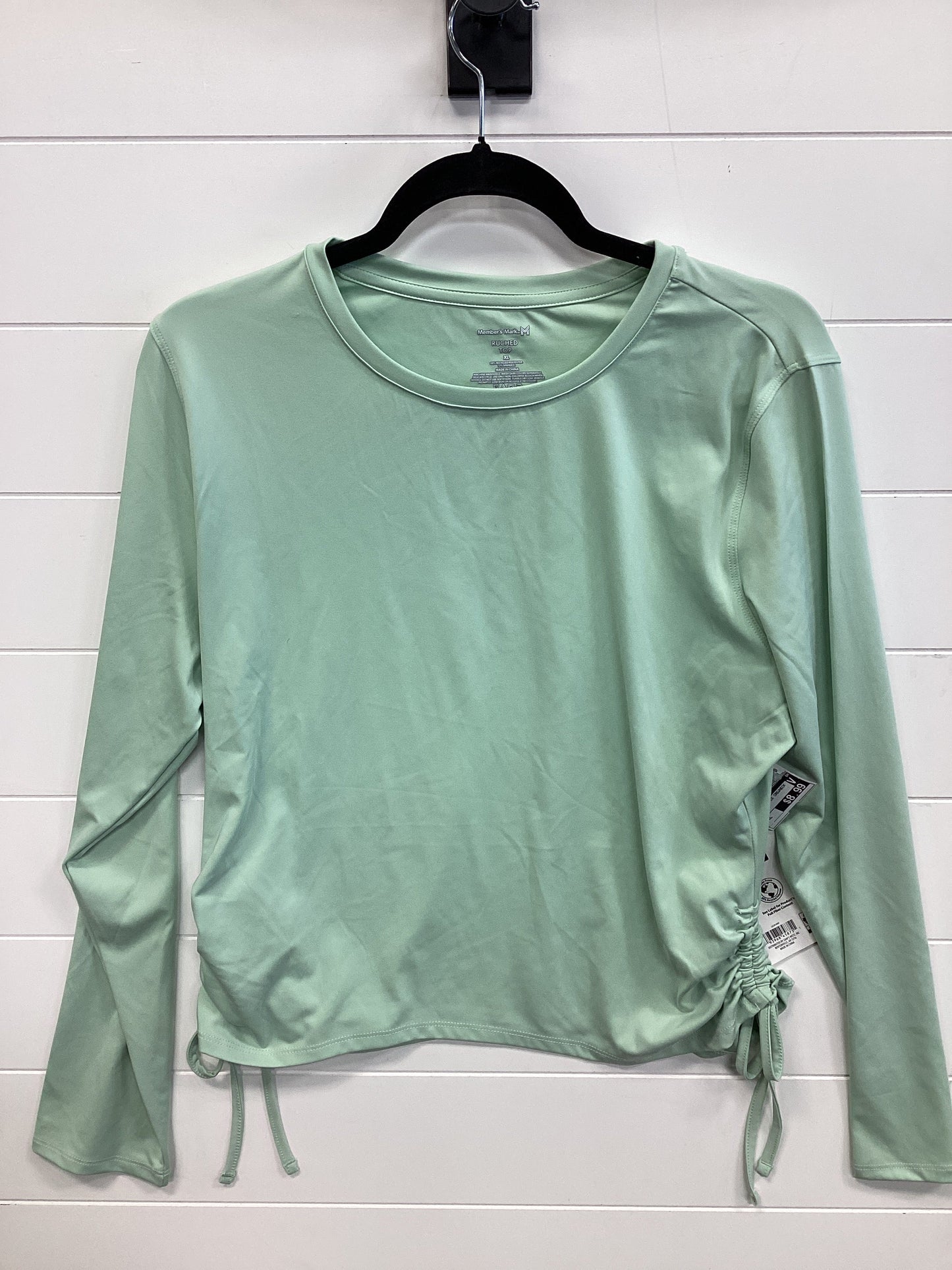 Athletic Top Ls Crewneck By Members Mark In Green, Size:Xl