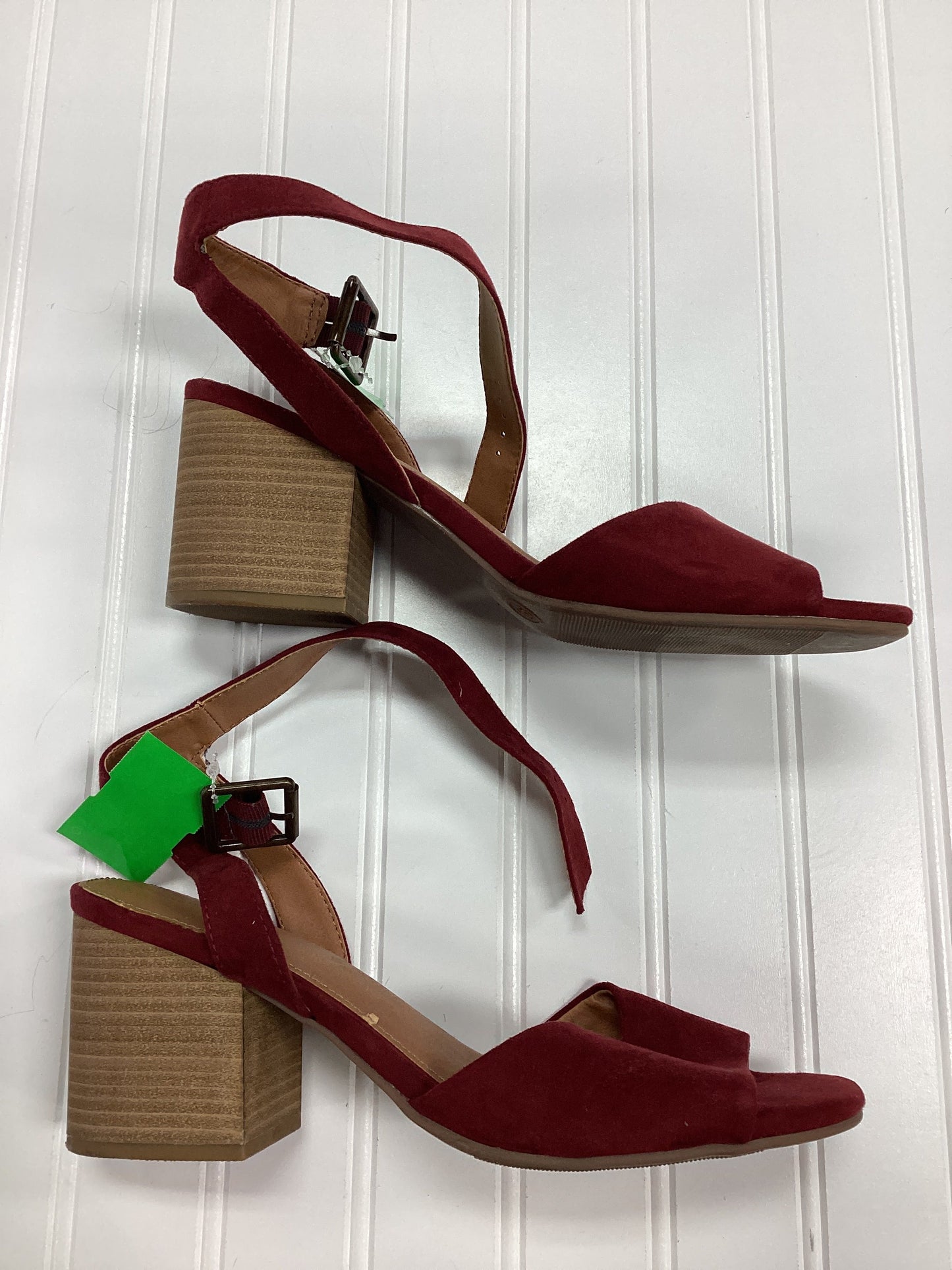 Sandals Heels Block By Universal Thread In Red, Size:9.5