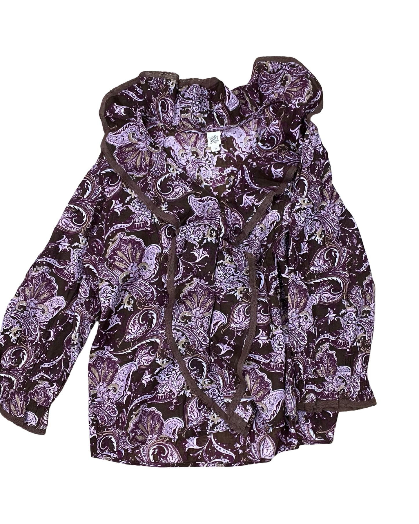 Blouse 3/4 Sleeve By Ivy Jane In Brown & Purple, Size:M