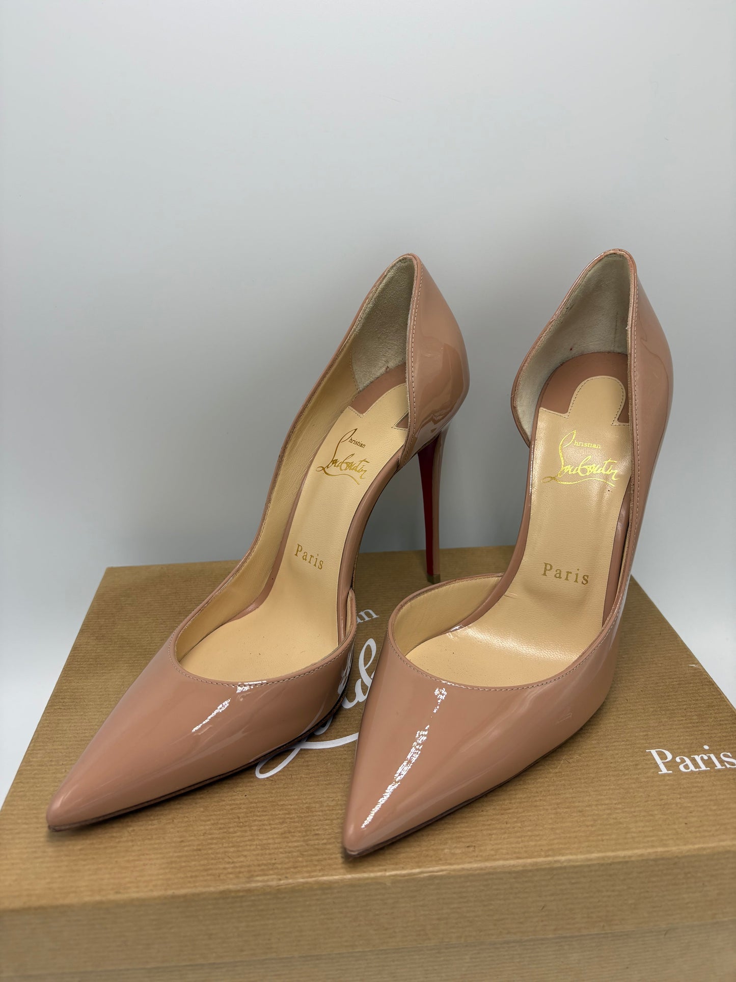 Christian Louboutin Iriza 100 Patent Leather Heels Luxury Designer By Christian Louboutin, Size: 9 / 39