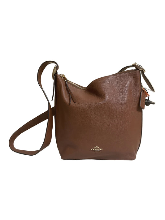 Handbag Designer By Coach In Brown & Gold, Size:Medium