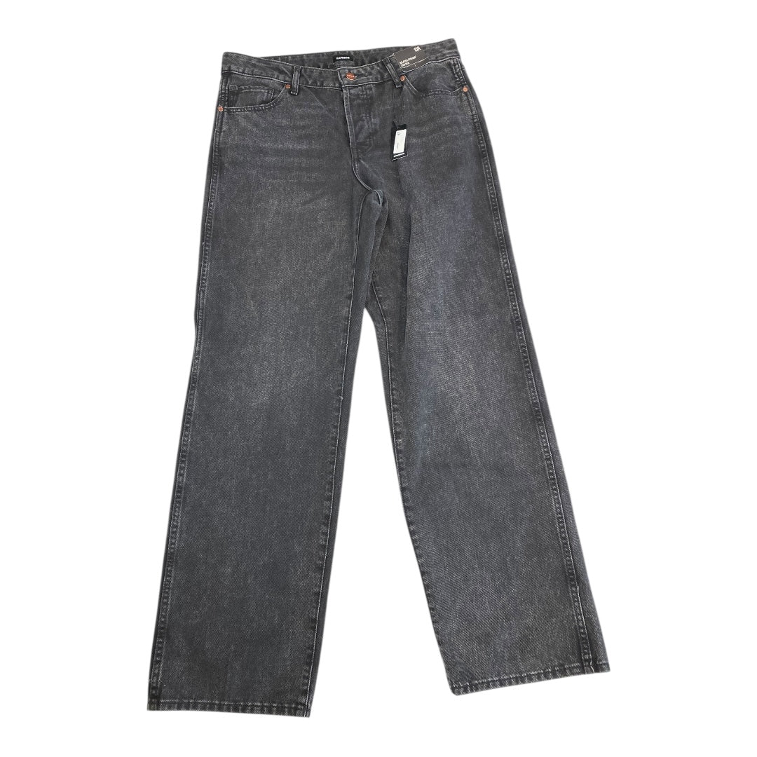 Jeans Straight By Express In Black Denim, Size:10