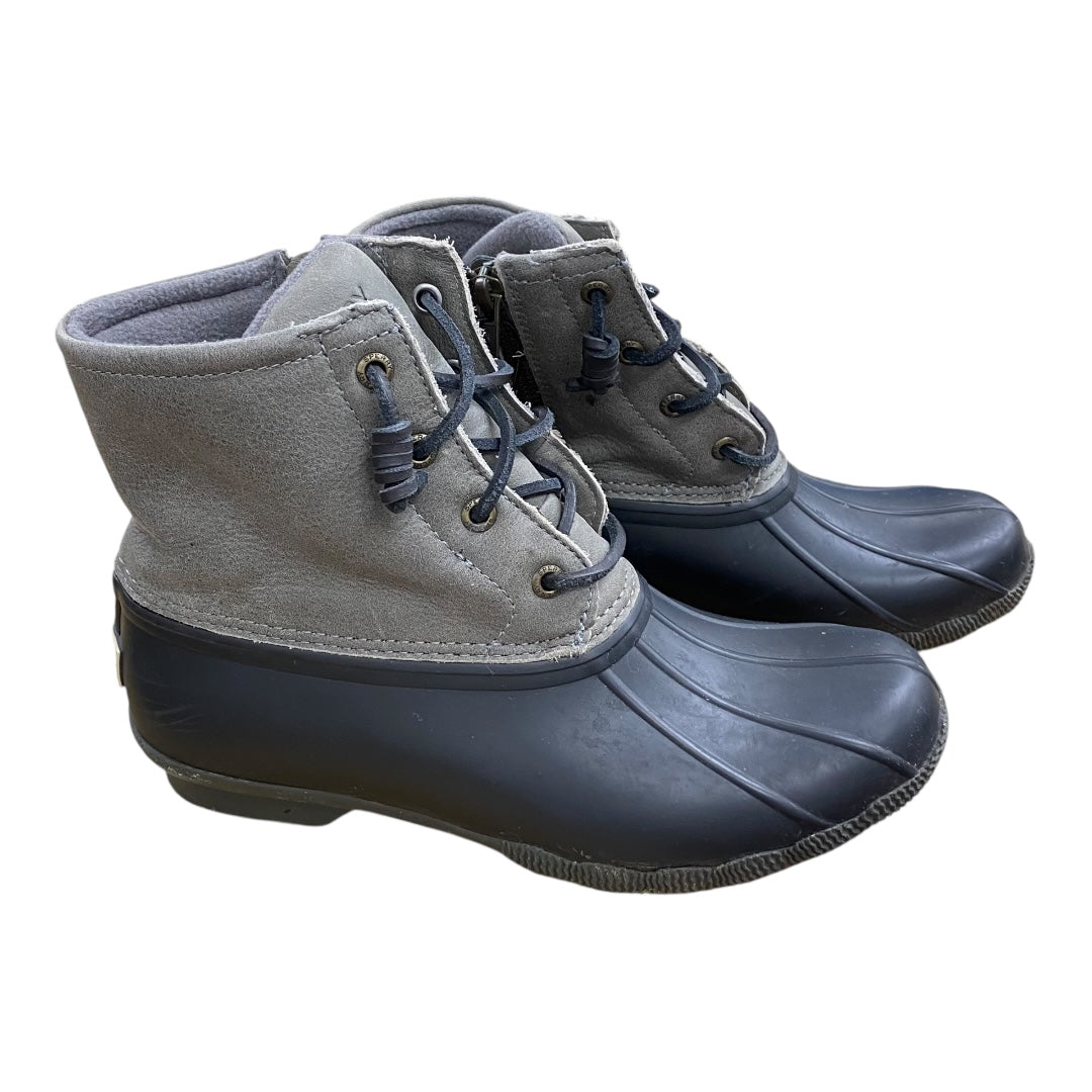 Boots Ankle Flats By Sperry In Black & Grey, Size:6.5