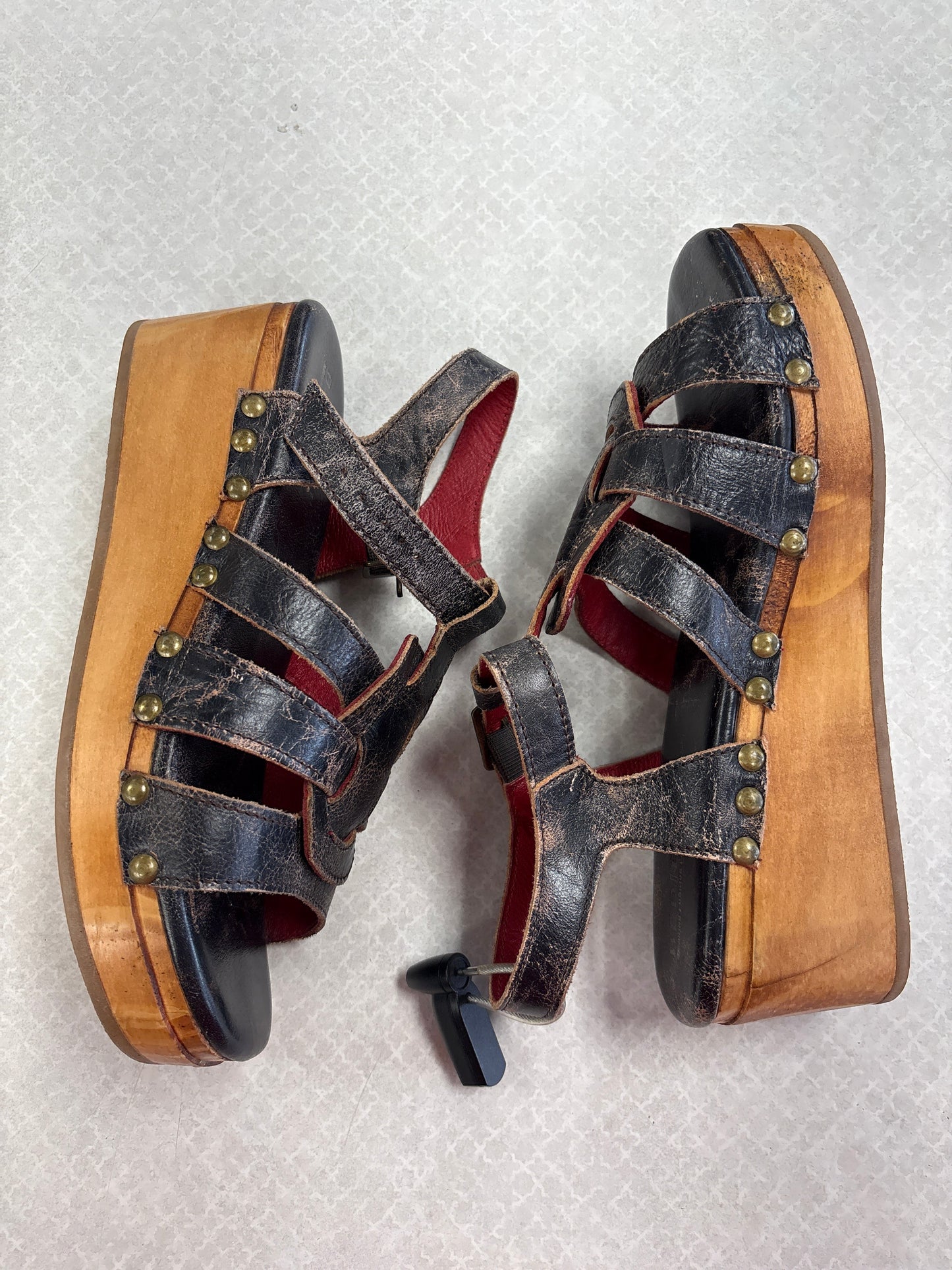 Sandals Heels Platform By Bed Stu In Black, Size:8.5